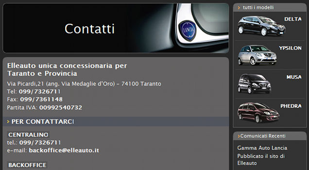 Particolare della pagina 'Contatti' del sito ElleAuto Immagine 3